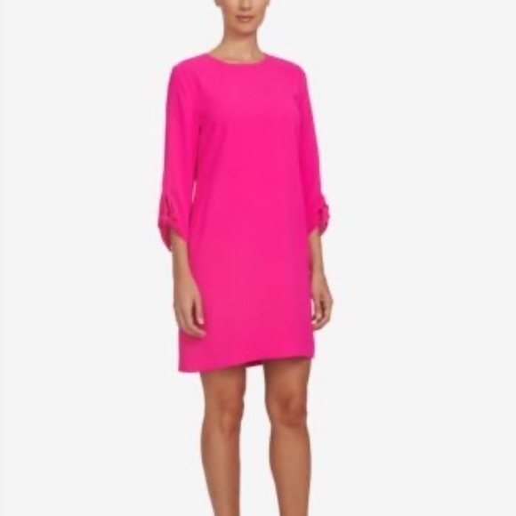 Cece Tie Sleeve Shift Dress Size 10 Vibrant Pink - Picture 1 of 7
